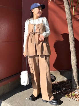 「FREAK'S STORE（フリークスストア）のアイテム（セットアップ）」を使った、FREAK'S STORE HEAD OFFICE WOMENさん（レディース・147cm）の春コーディネート