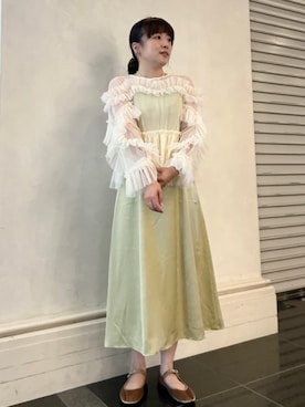 「FREAK'S STORE（フリークスストア）の限定展開　チュール フリル ブラウス × キャミ ワンピース セット（ドレス、ブルー系）」を使った、FREAK'S STORE HEAD OFFICE WOMENさん（レディース・154cm）の秋コーディネート
