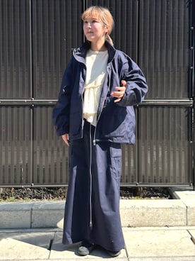 「ネイビー」｜「アイテム（その他アウター）」を使った、FREAK'S STORE HEAD OFFICE WOMENさん（レディース・160cm）の春コーディネート