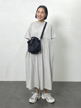 FREAK'S STORE HEAD OFFICE WOMENさんの「WEB限定　ウエスト ギャザー 切り替え 半袖 マキシワンピース」を使ったコーディネート