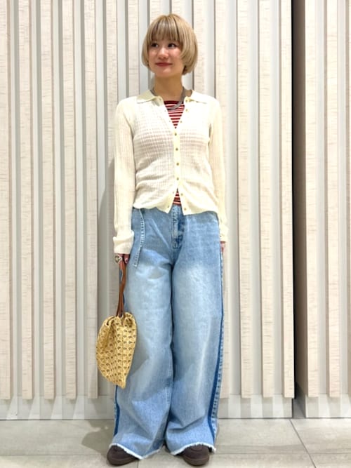 セール】シアー リブニット ポロカーディガン/サマーニット