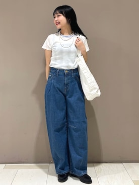 「FREAK'S STORE（フリークスストア）のHARUTA × FREAK'S STORE/ハルタ 別注 ビットローファー（ローファー、ブラック系）」を使った、FREAK'S STORE HEAD OFFICE WOMENさん（レディース・147cm）の夏コーディネート