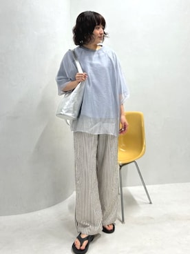 「FREAK'S STORE（フリークスストア）の限定展開 BEAURE LUNEA/ビュレルネア <本革> レザー ワンハンドル バケツバッグ（トートバッグ、シルバー系）」を使った、FREAK'S STORE HEAD OFFICE WOMENさん（レディース・160cm）の春コーディネート