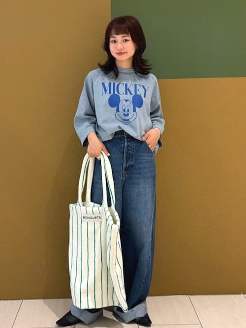 シンチバックデニムパンツ/ワイドデニムパンツ（デニムパンツ