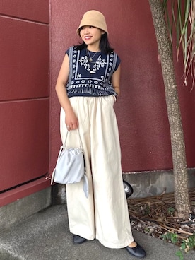 「アイテム（チノパンツ）」を使った、FREAK'S STORE HEAD OFFICE WOMENさん（レディース・147cm）の夏コーディネート