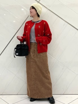 「FREAK'S STORE（フリークスストア）の配色ニット帽/ニットキャップ/ビーニー（ニットキャップ/ビーニー）」を使った、FREAK'S STORE HEAD OFFICE WOMENさん（レディース・158cm）の秋コーディネート