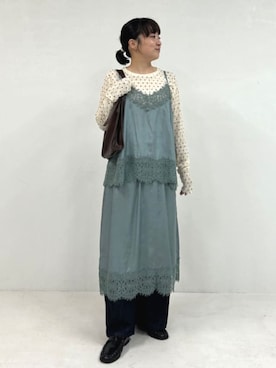 「FREAK'S STORE（フリークスストア）の限定展開　ベルト ファスナー ハンドバッグ（ハンドバッグ、ブラウン系）」を使った、FREAK'S STORE HEAD OFFICE WOMENさん（レディース・147cm）の夏コーディネート
