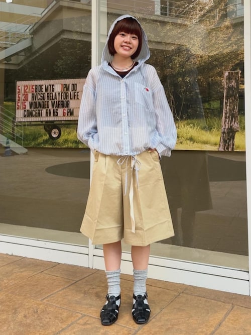 FRUIT OF THE LOOM × FREAK'S STORE/フルーツオブザルーム 別注 シアー ストライプ フードシャツ