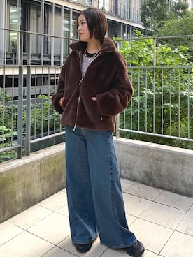 「アイテム（その他アウター、ブラウン系）」を使った、FREAK'S STORE HEAD OFFICE WOMENさん（レディース・158cm）の秋コーディネート