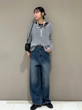 「FREAK'S STORE（フリークスストア）のG.H.BASS/ジーエイチバス PENNY SLIDE 販路限定/ペニースライド/ローファーミュール（ローファー、ブラック系）」を使った、FREAK'S STORE HEAD OFFICE WOMENさん（レディース・154cm）の秋コーディネート