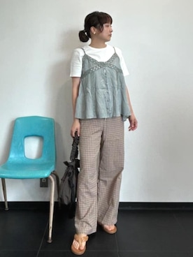 「FREAK'S STORE（フリークスストア）の限定展開 Columbia × FREAK'S STORE/コロンビア 別注 Rose Peak Brook 2Ｗay Shoulder/ローズ ピーク ブルック 2ウェイ ショルダー（ショルダーバッグ、ブラウン系）」を使った、FREAK'S STORE HEAD OFFICE WOMENさん（レディース・159cm）の夏コーディネート