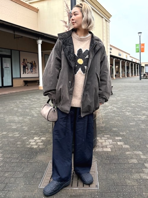 【mini】Dear Sisterhood フラワーコンビニット 23区｜【洗える】エンブロイダリー フラワーレースコンビ ニット