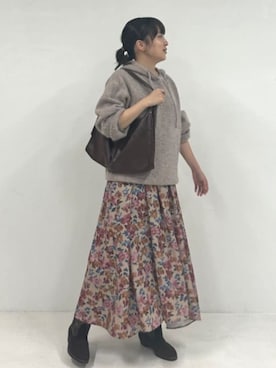 「FREAK'S STORE（フリークスストア）の限定展開　ベルト ファスナー ハンドバッグ（ハンドバッグ、ブラウン系）」を使った、FREAK'S STORE HEAD OFFICE WOMENさん（レディース・147cm）の夏コーディネート