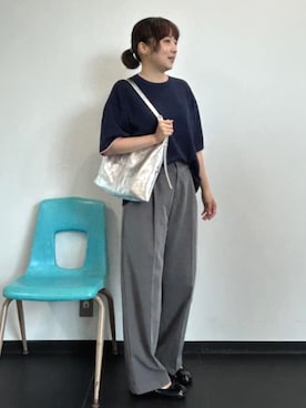 「FREAK'S STORE（フリークスストア）の限定展開 BEAURE LUNEA/ビュレルネア <本革>レザー ベルト ハンドバッグ（トートバッグ、シルバー系）」を使った、FREAK'S STORE HEAD OFFICE WOMENさん（レディース・159cm）の夏コーディネート