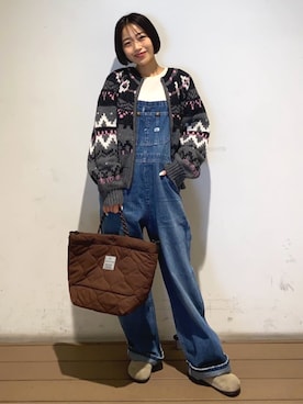 「アイテム（オールインワン・サロペット）」を使った、FREAK'S STORE HEAD OFFICE WOMENさん（レディース・158cm）の秋コーディネート