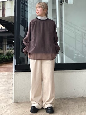 「オーガンジー」｜「アイテム（スウェット）」を使った、FREAK'S STORE HEAD OFFICE WOMENさん（レディース・156cm）の冬コーディネート
