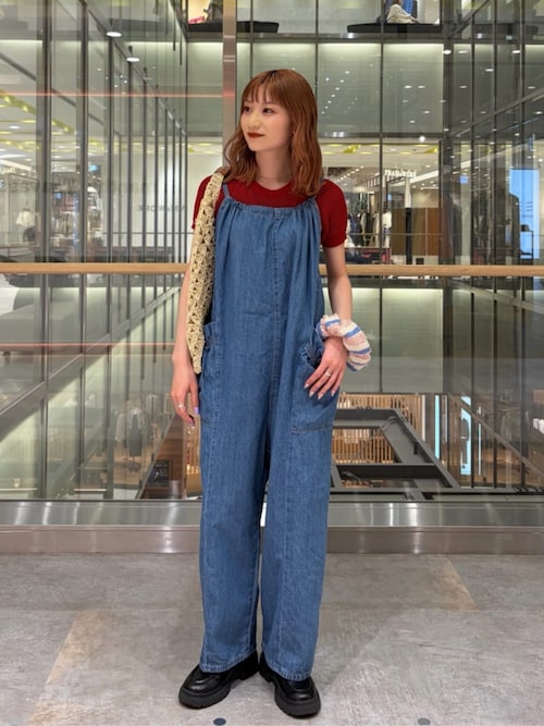 【LOUNGEDRESS】デニムオールインワン Loungedress（ラウンジドレス） オールインワン 「PUFRILL/パフリル