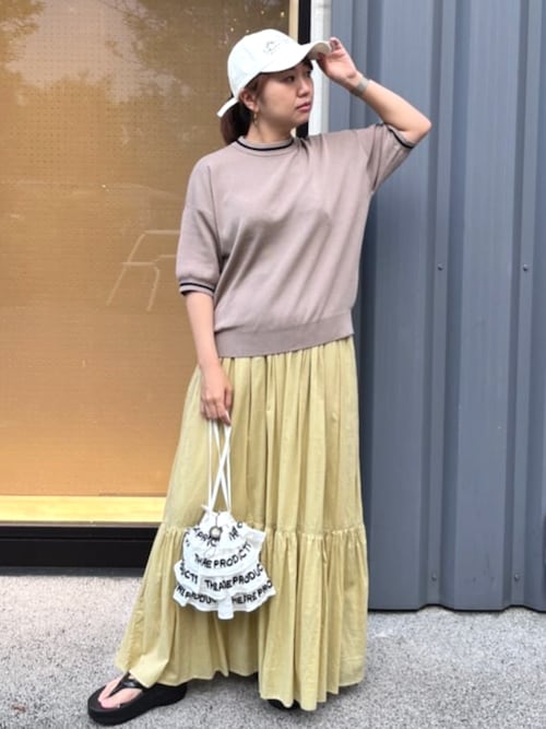 セール】限定展開 サマーニット ライン 半袖 Tシャツ（ニット/セーター