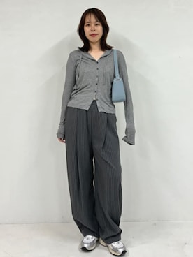 「FREAK'S STORE（フリークスストア）の限定展開　シアー ボタン フーディー ロングスリーブ トップス（Tシャツ/カットソー、グレー系）」を使った、FREAK'S STORE HEAD OFFICE WOMENさん（レディース・147cm）の夏コーディネート