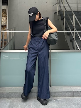 「OUTDOOR PRODUCTS Usual Things（アウトドアプロダクツユージュアルシングス）の≪追加≫DOWNTOWN GIRL CAP（キャップ）」を使った、Meg.さん（レディース・163cm）の夏コーディネート