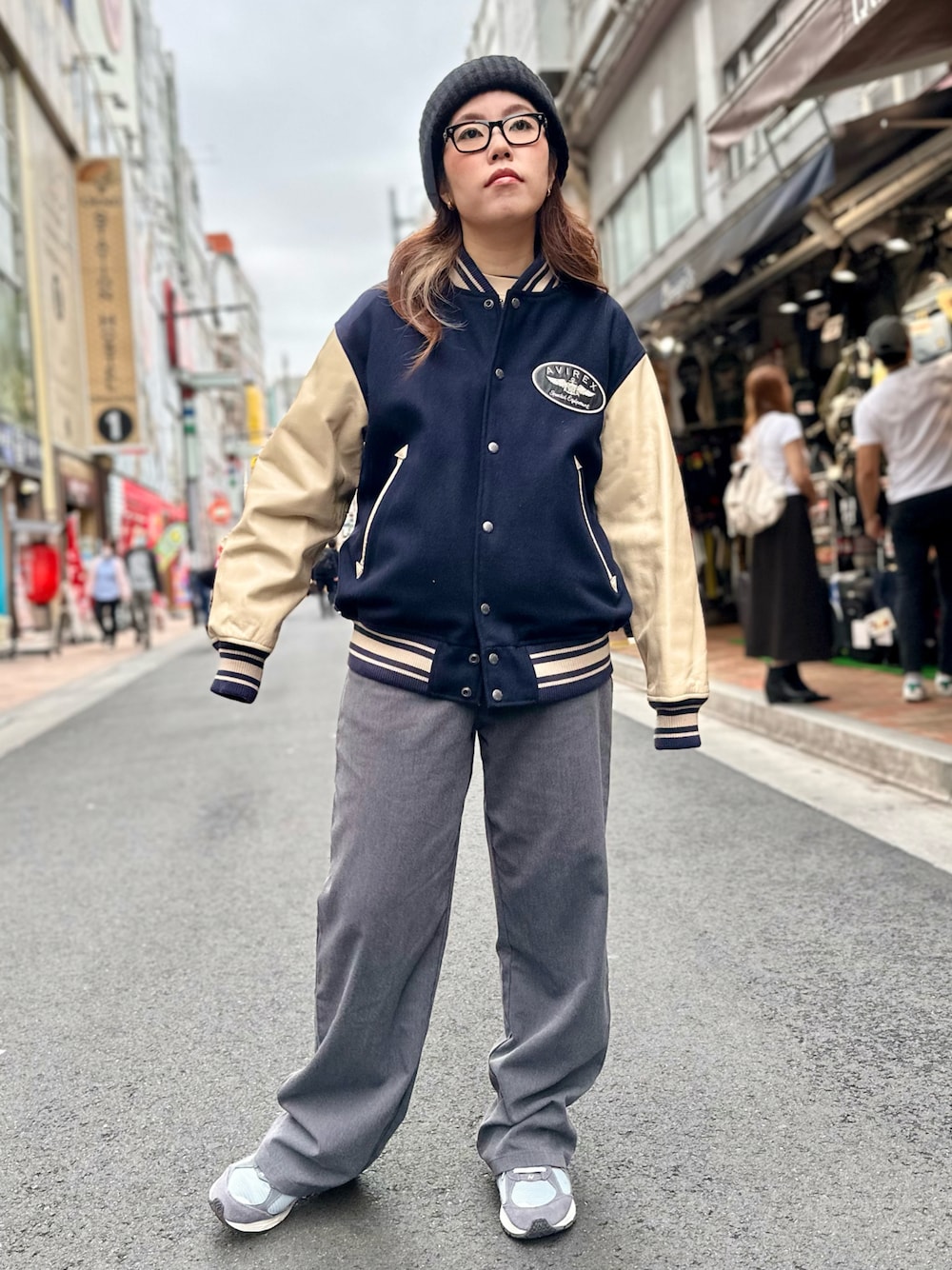 null. スタジャン風ジャケット ネイビー ×グレー null. スタジャン風ジャケット ネイビー ×グレー