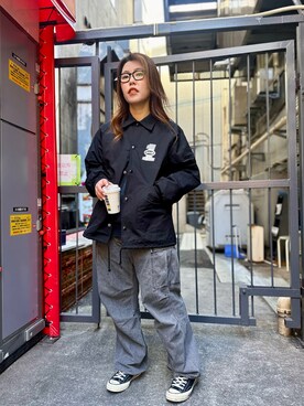 「schott（ショット）のアイテム（ナイロンジャケット）」を使った、Chihiroさん（レディース・160cm）の冬コーディネート