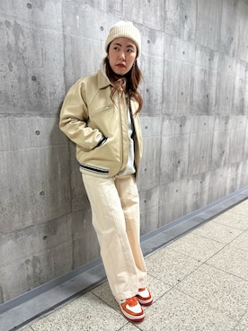 「AVIREX（アヴィレックス）のアイテム（ブルゾン）」を使った、Chihiroさん（レディース・160cm）の冬コーディネート