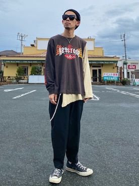 「WE11DONE（ウェルダン）のアイテム（ウォレットチェーン）」を使った、TogAさん（メンズ・165cm）の夏コーディネート