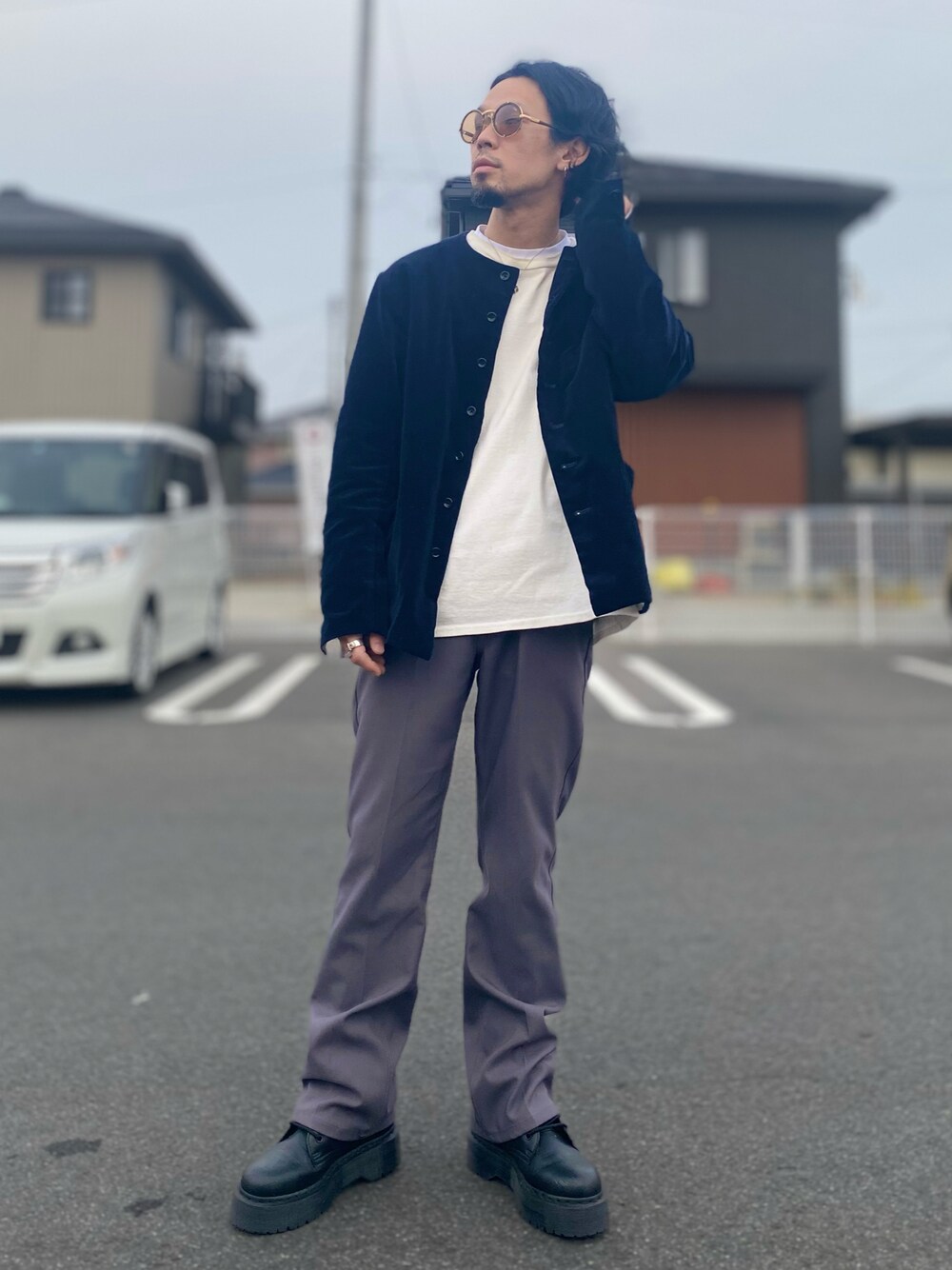 A VONTADEのノーカラージャケットを使ったメンズ人気ファッション