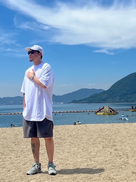 「SHAKA WeAR（シャカウェア）のアイテム（トップス）」を使った、ma-kiさん（メンズ・172cm）の夏コーディネート