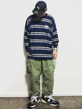 「NEWBALANCE」｜「アイテム（キャップ）」を使った、ma-kiさん（メンズ・172cm）の夏コーディネート