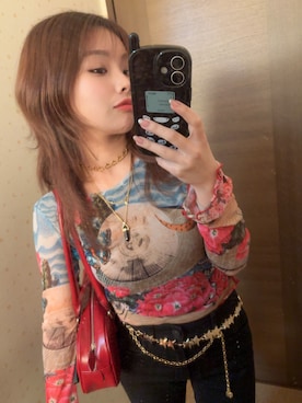 「アイテム（ベルト、ゴールド系）」を使った、えぬさん（レディース・150cm）の秋コーディネート