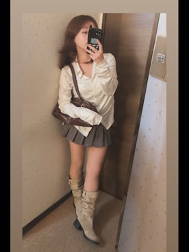 「アイテム（ボストンバッグ）」を使った、えぬさん（レディース・150cm）の秋コーディネート