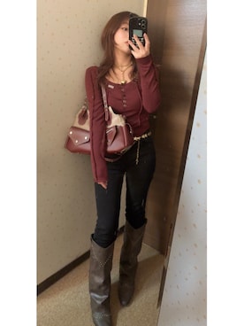 「アイテム（アクセサリー）」を使った、えぬさん（レディース・150cm）の秋コーディネート