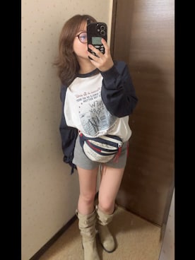 「アイテム（ボディバッグ/ウエストポーチ）」を使った、えぬさん（レディース・150cm）の秋コーディネート