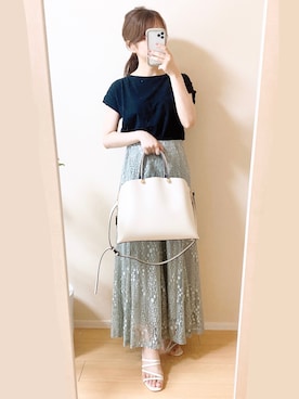 「ROPE' PICNIC（ロペピクニック）のアイテム（スカート）」を使った、ｎａｎａ♡さん（レディース・153cm）の夏コーディネート