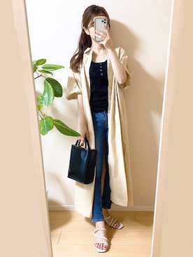 「ZOZO（ゾゾ）のスキニーデニムパンツ［WOMEN］（デニムパンツ）」を使った、ｎａｎａ♡さん（レディース・153cm）の夏コーディネート