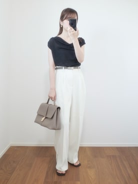 「ハイウエスト」｜「アイテム（Tシャツ/カットソー）」を使った、ｎａｎａ♡さん（レディース・153cm）の夏コーディネート