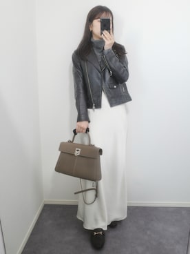 「アイテム（ライダースジャケット）」を使った、ｎａｎａ♡さん（レディース・153cm）の秋コーディネート