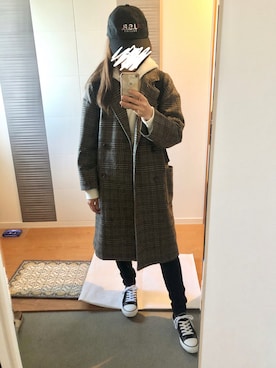 「グレンチェック」｜「アイテム（アナログ腕時計）」を使った、miiさん（レディース・160cm）の冬コーディネート
