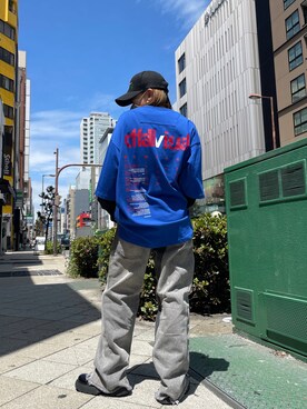 「KaneZ（ケインズ）のアイテム（キャップ）」を使った、nanae  sakataさん（レディース・153cm）の春コーディネート