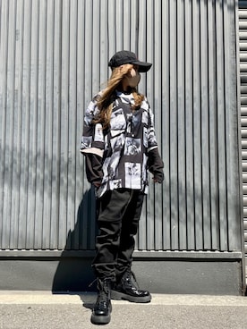 「A4A（エーフォーエー）のA4A/エーフォーエー/PHOTO s/s Shirts（シャツ/ブラウス）」を使った、nanae  sakataさん（レディース・153cm）の春コーディネート