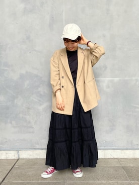 「キャップ女子」｜「アイテム（セットアップ）」を使った、AIKAさん（レディース・154cm）の夏コーディネート