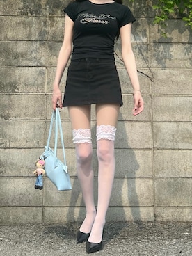 「黒コーデ」｜「アイテム（バッグ）」を使った、kyoka さん（レディース・165cm）の夏コーディネート
