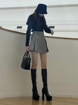 「Aラインスカート」｜「アイテム（シューズ）」を使った、kyoka さん（レディース・164cm）の冬コーディネート