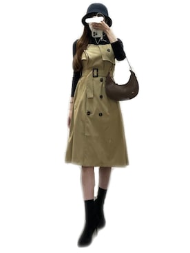 「トレンチ」｜「アイテム（ワンピース/ドレス）」を使った、kyoka さん（レディース・164cm）の春コーディネート
