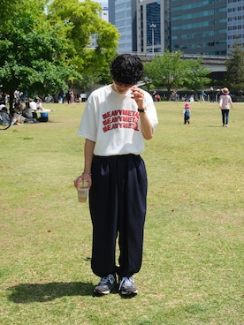 「DAIWA PIER39（ダイワピア39）のDAIWA PIER39 | TECH WIDE EASY 2P TROUSERS MEN（その他パンツ、ブルー系）」を使った、shunさん（メンズ・170cm）の春コーディネート