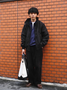 「アイテム（モカシン/デッキシューズ）」を使った、shunさん（メンズ・170cm）の冬コーディネート