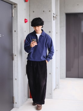 「アイテム（モカシン/デッキシューズ）」を使った、shunさん（メンズ・170cm）の冬コーディネート