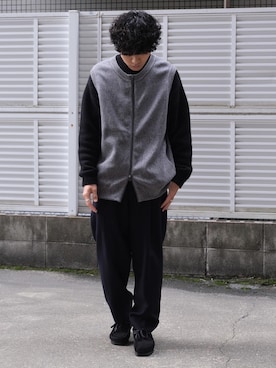 「Steven Alan（スティーブンアラン）のアイテム（ベスト、グレー系）」を使った、shunさん（メンズ・170cm）の冬コーディネート